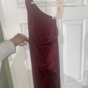 Red one shoulder dress